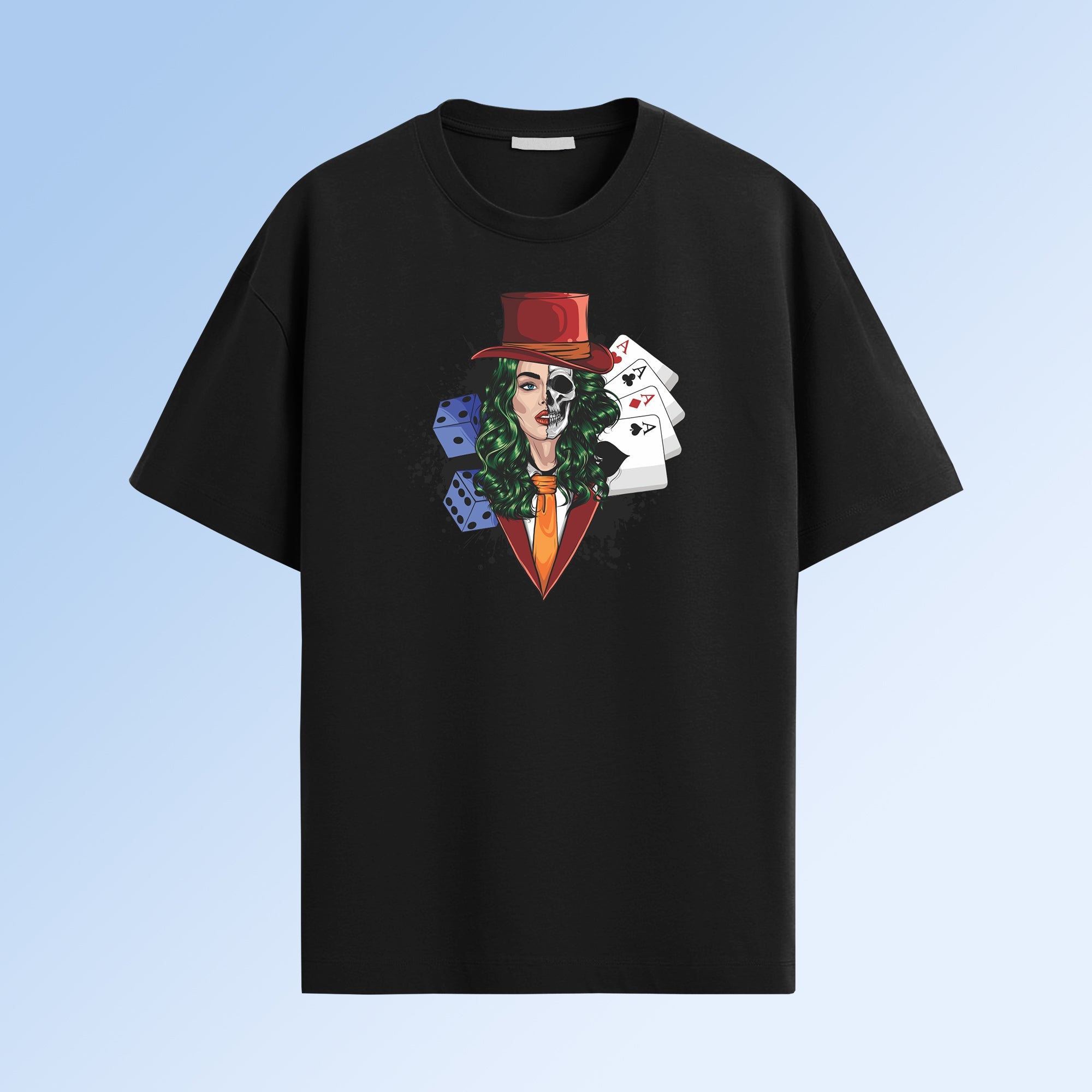 Skull Queen Poker Dice Graphic T-Shirt Worncraftstore