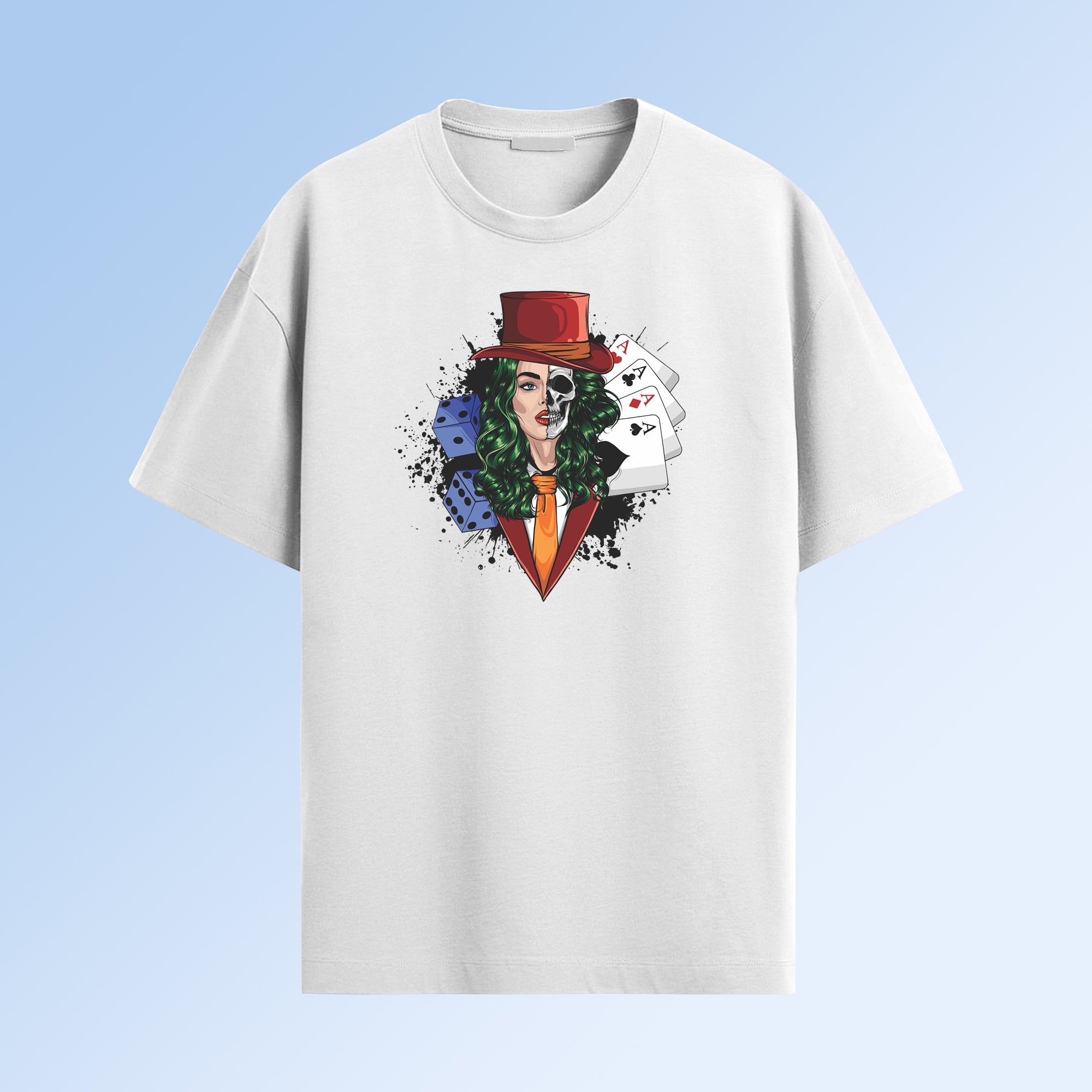 Skull Queen Poker Dice Graphic T-Shirt Worncraftstore