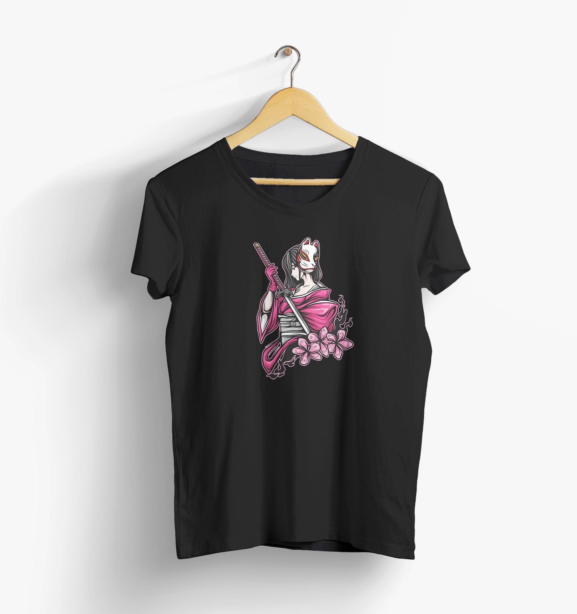 Kitsune Samurai Graphic T-Shirt Worncraftstore