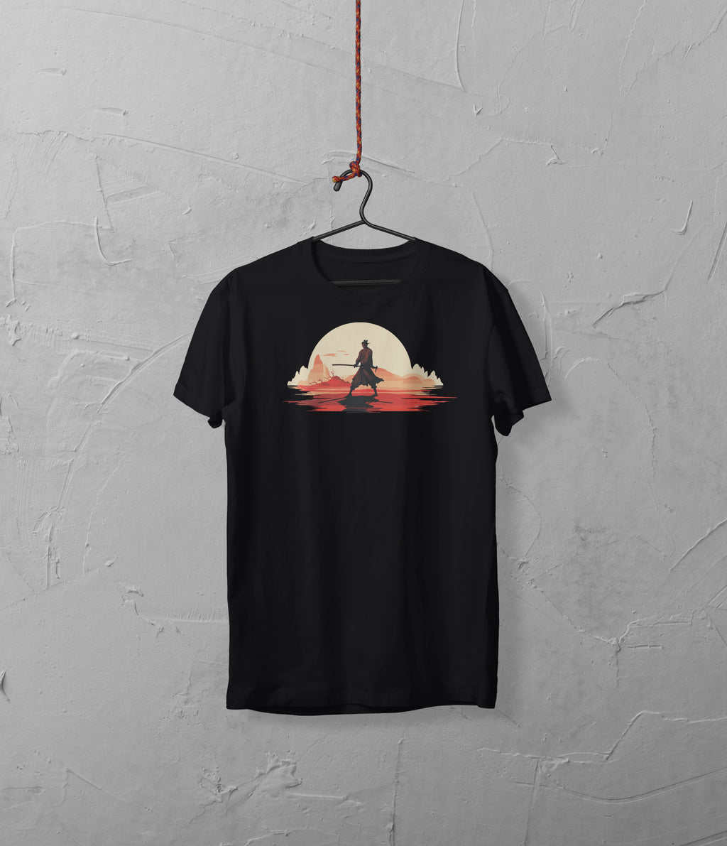 Samurai Sunset Graphic T-Shirt Worncraftstore