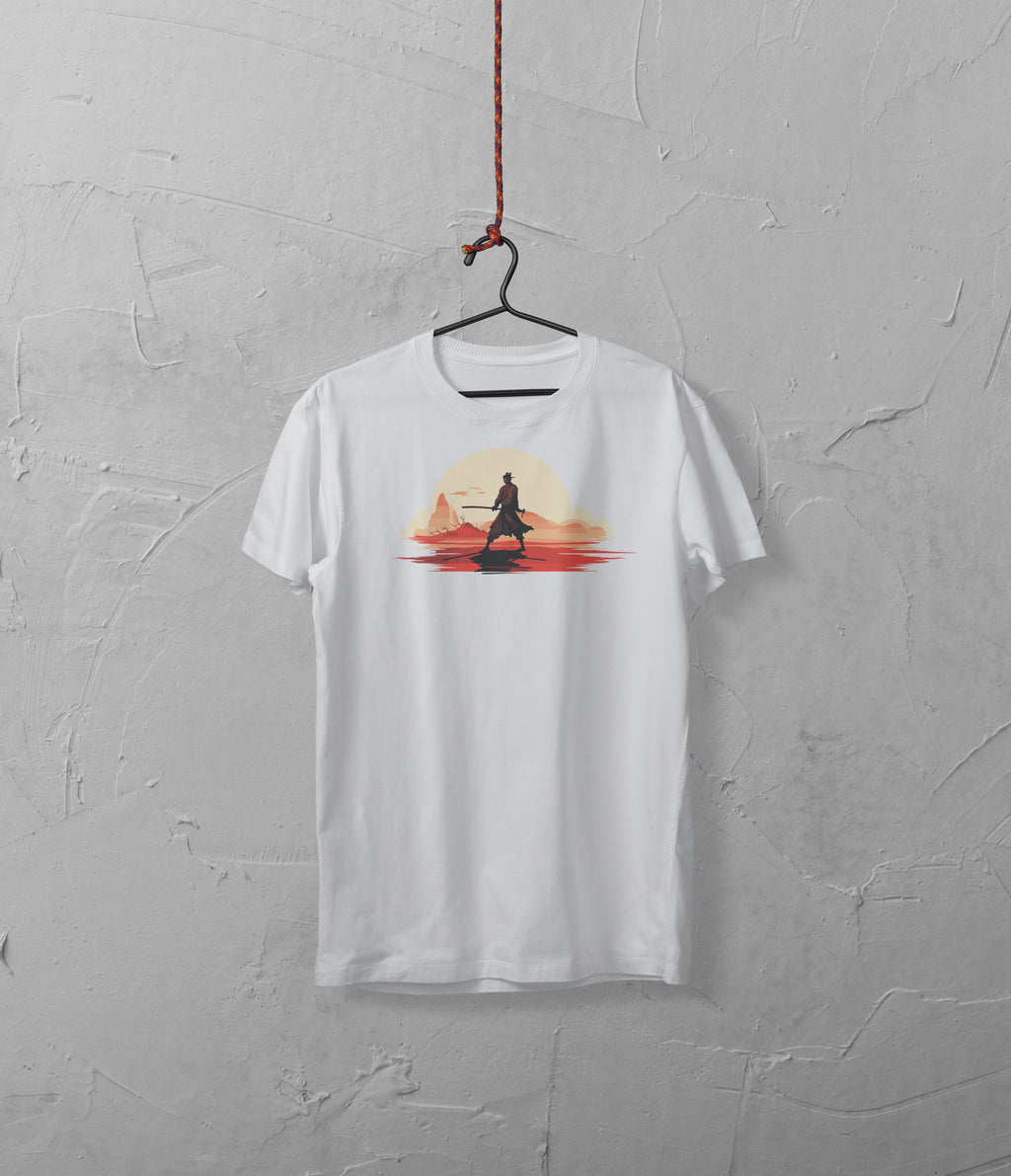 Samurai Sunset Graphic T-Shirt Worncraftstore