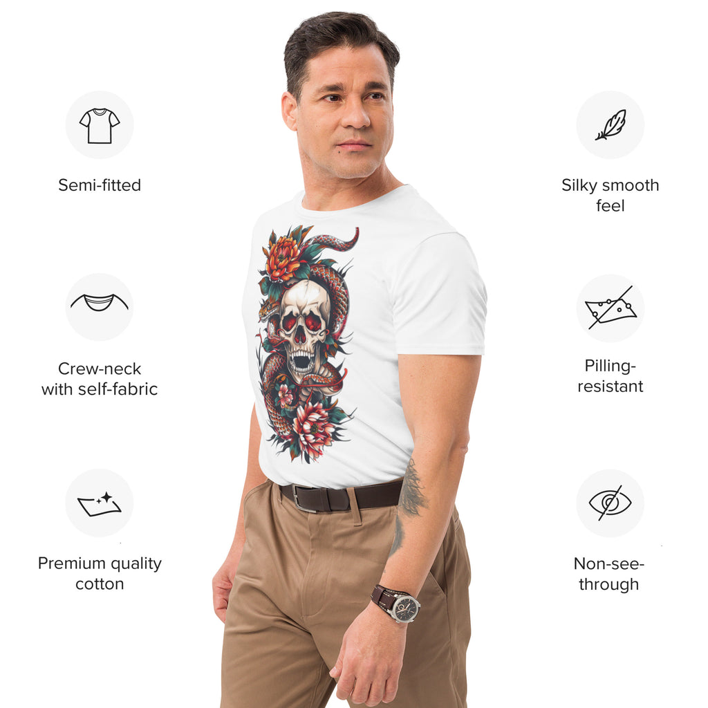 Tattoo Skull & Bloom Premium Cotton T-shirt